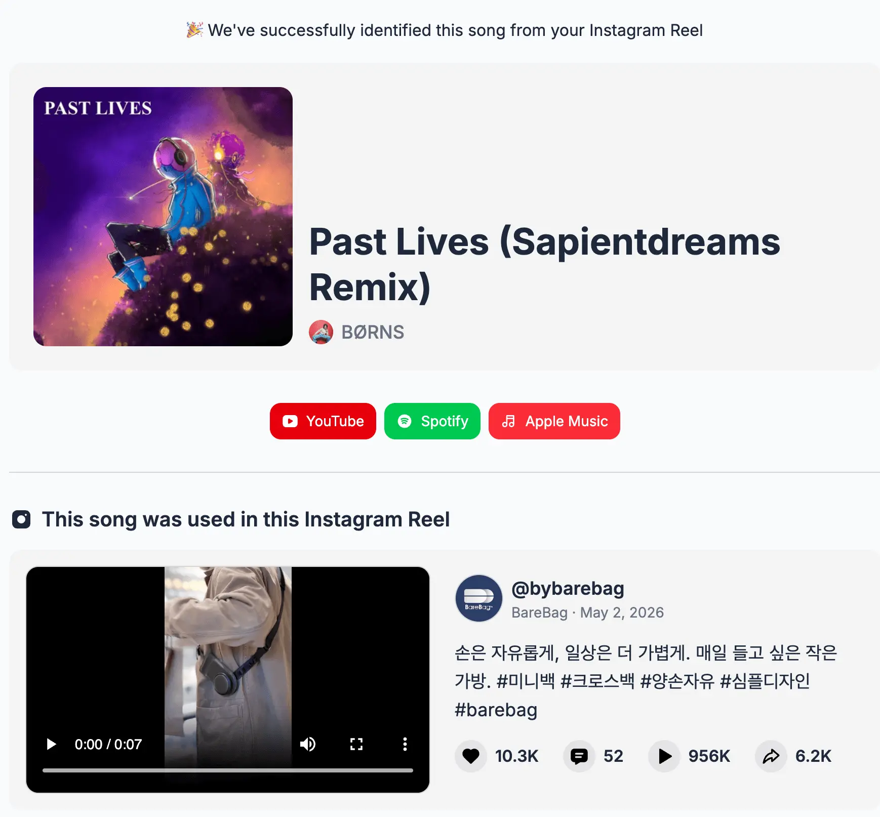 Identify Songs from Short Instagram Clips and Ads